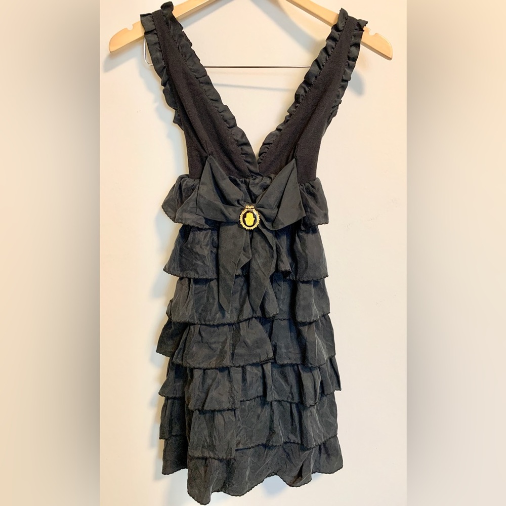 French ruffled black dress, small